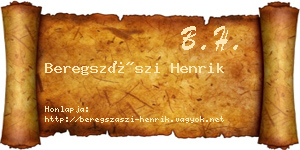 Beregszászi Henrik névjegykártya